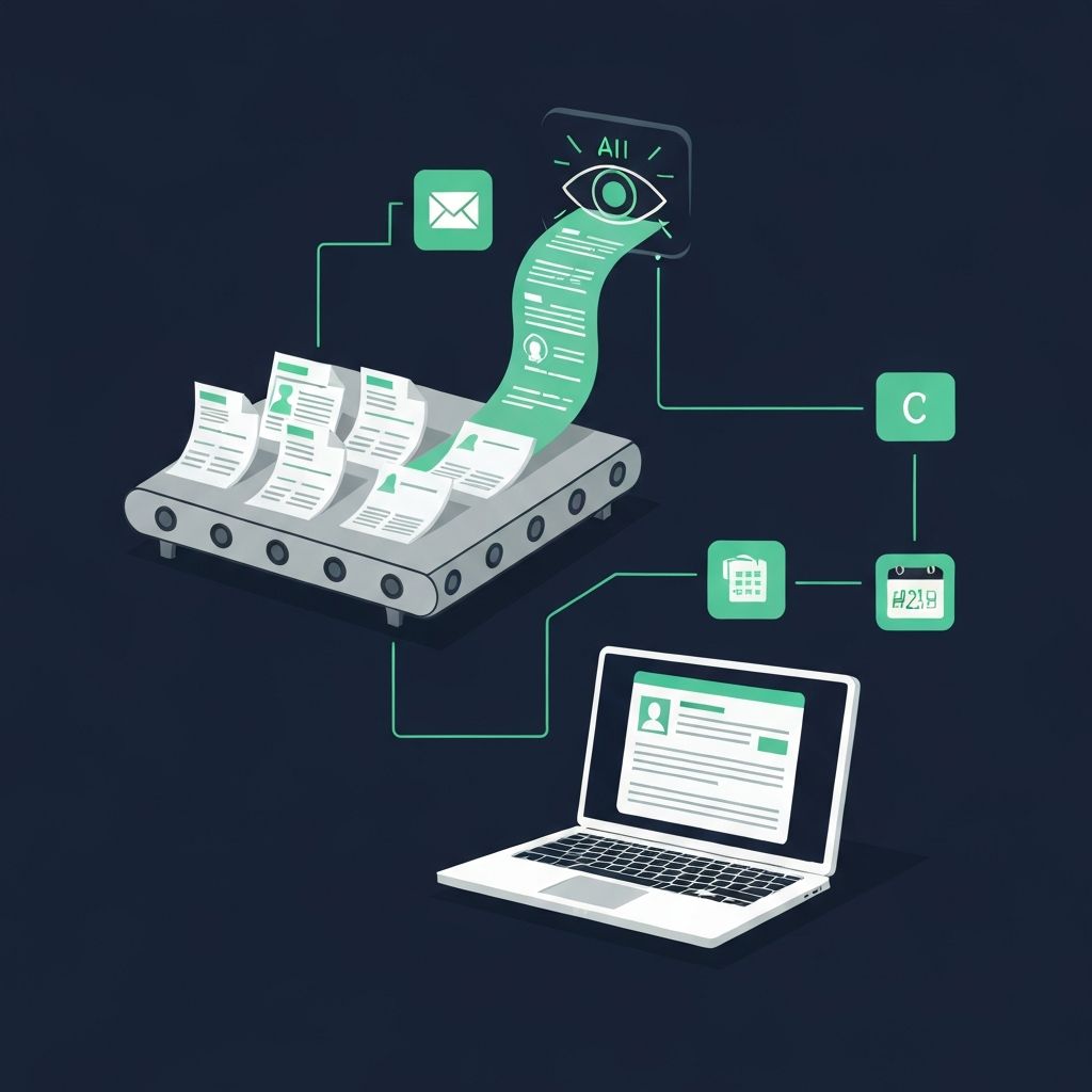 AI-powered workflow automation for mortgage loan officers showing document scanning, email automation, and chatbot interactions